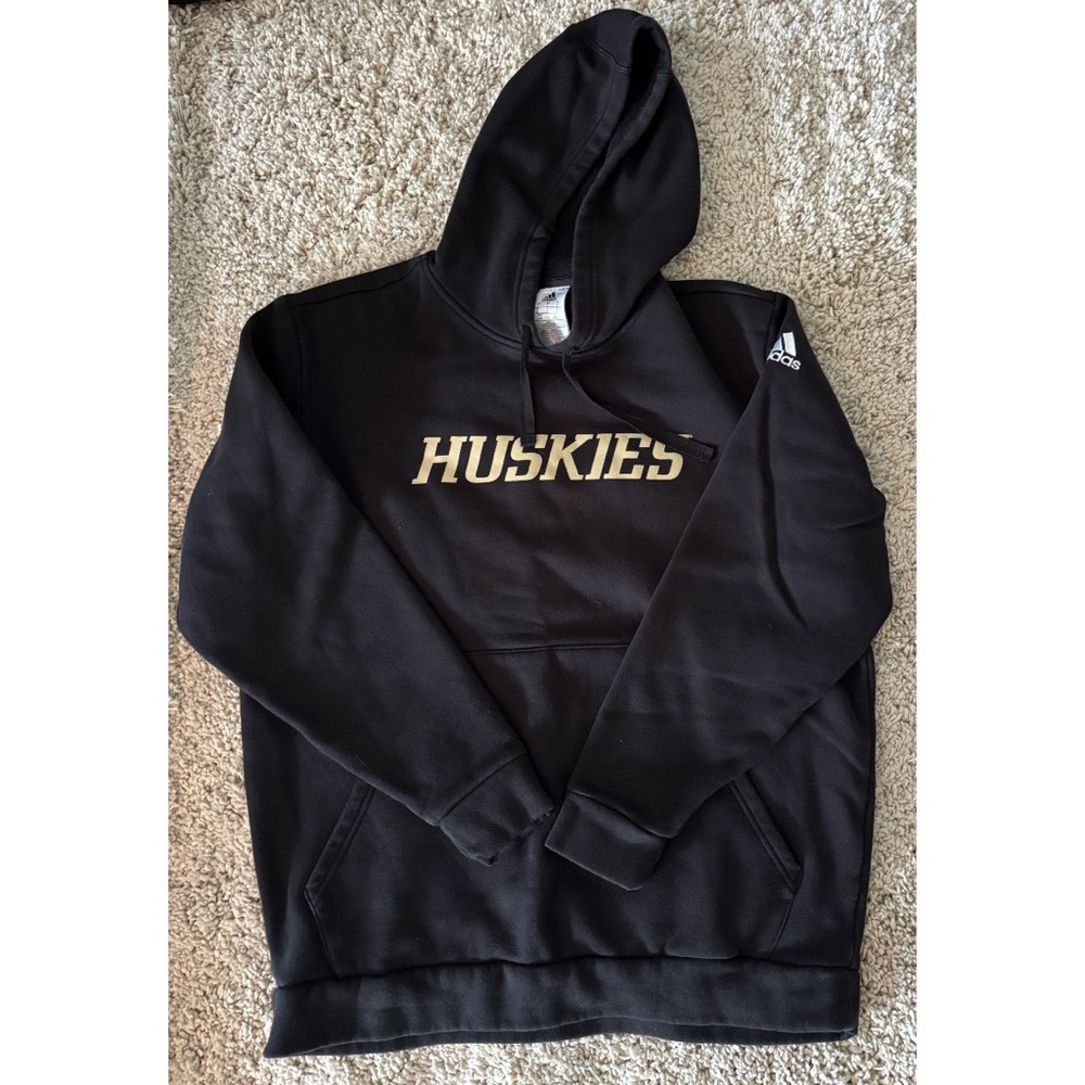 Adidas Black University of Washington Huskies Hoodie Sweatshirt Large